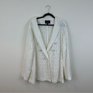 Eloquii | White Textured Lace Blazer Modern Fit Size 26 Women's